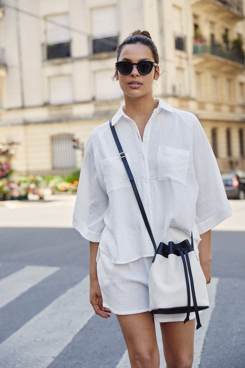 Atuel Bucket Bag in Canvas and Leather